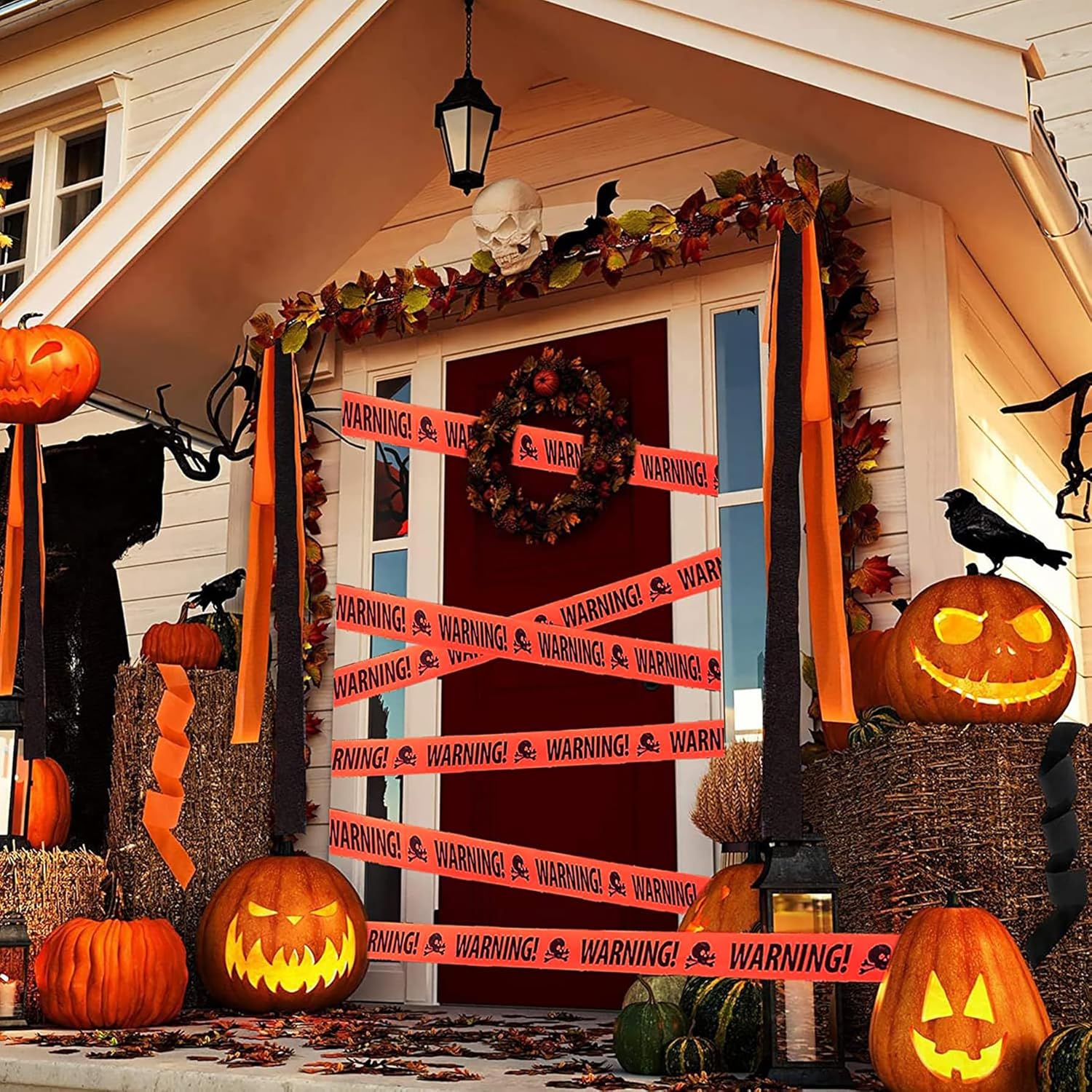 HASTHIP® 2PCS Orange Pirate Skull Warning Tape, Used for Halloween Decoration and Scary Party Decoration Warning Tape.8cm*5m-Tangerine HASTHIP® 2PCS Orange Pirate Skull Warning Tape, Used for Halloween Decoration and Scary Party Decoration Warning Tape.8cm*5m-Tangerine